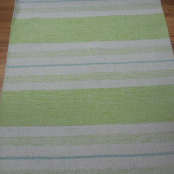 2.3x3.9 green white stripe Turkish area rug - Picture 4 of 12